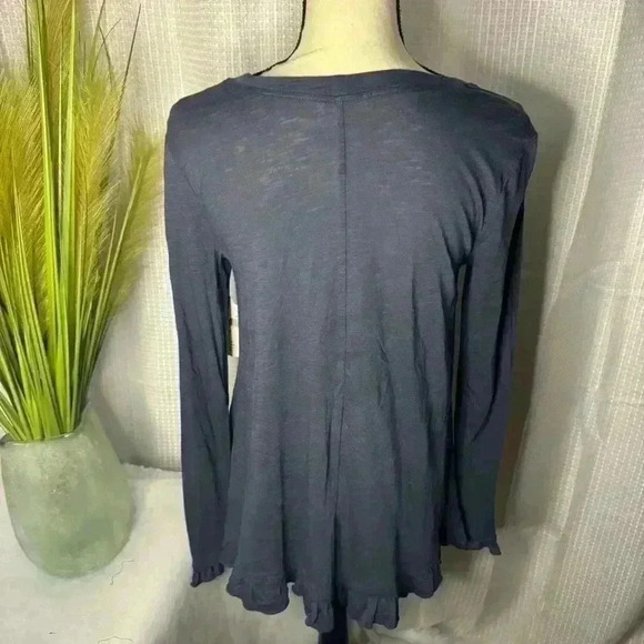 NWT Altar’d State Size S Long Sleeve Ruffle Trim Blue Cotton Tunic Brand New - Picture 6 of 11